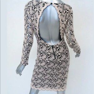 Alice & Olivia - Khloe Pink Black Lace Dress